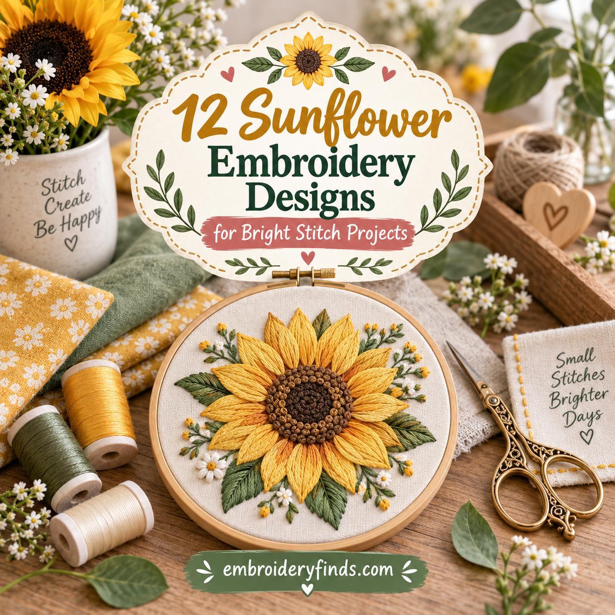 12 Sunflower Embroidery Designs for Bright Stitch Projects