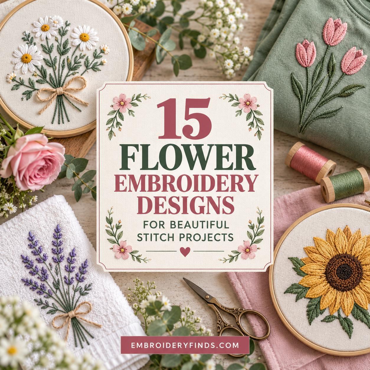 15 Flower Embroidery Designs for Beautiful Stitch Projects