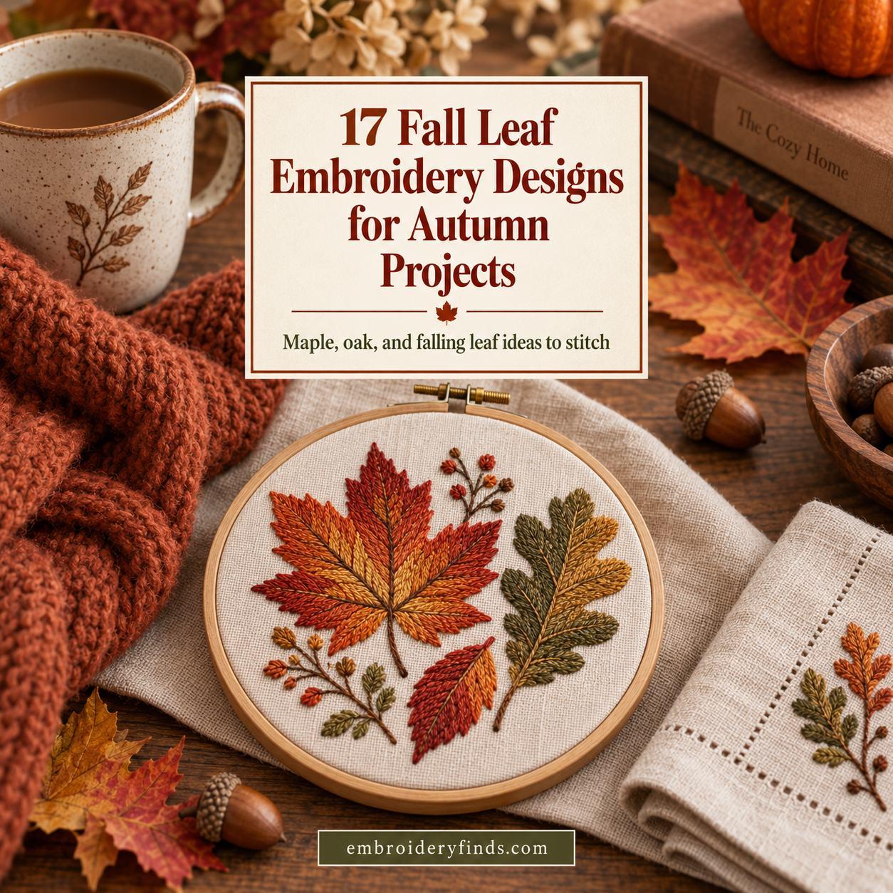 17 Fall Leaf Embroidery Designs for Autumn Projects