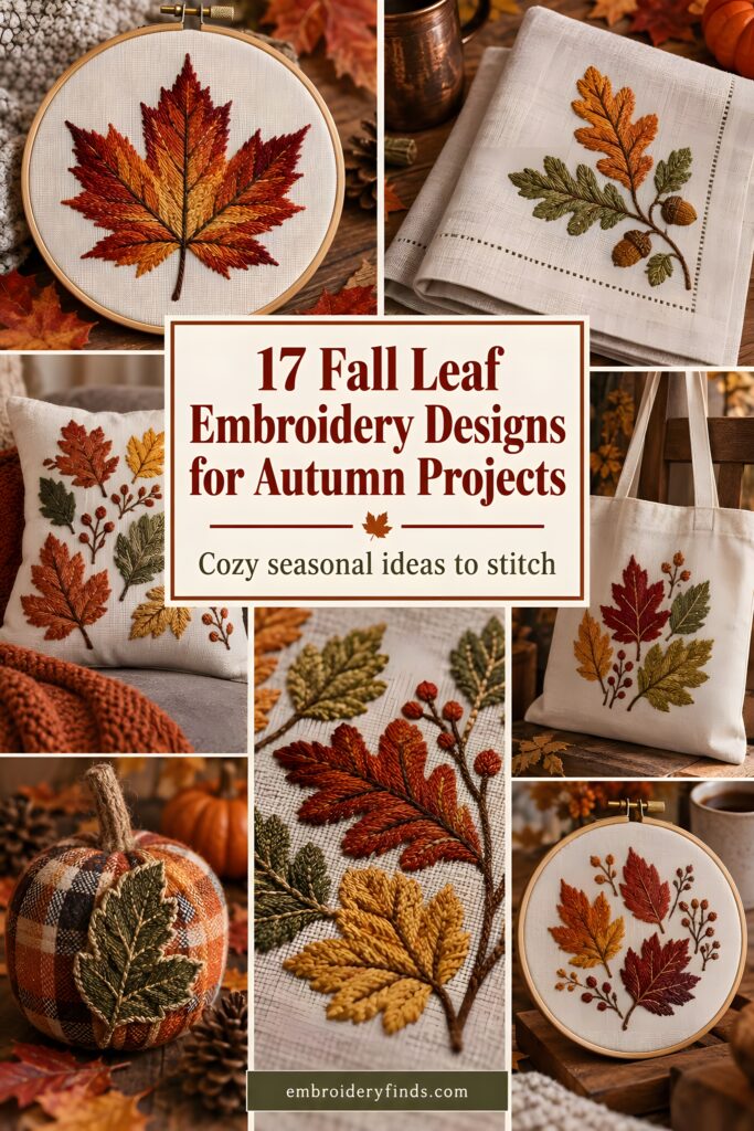 17 Fall Leaf Embroidery Designs for Autumn Projects