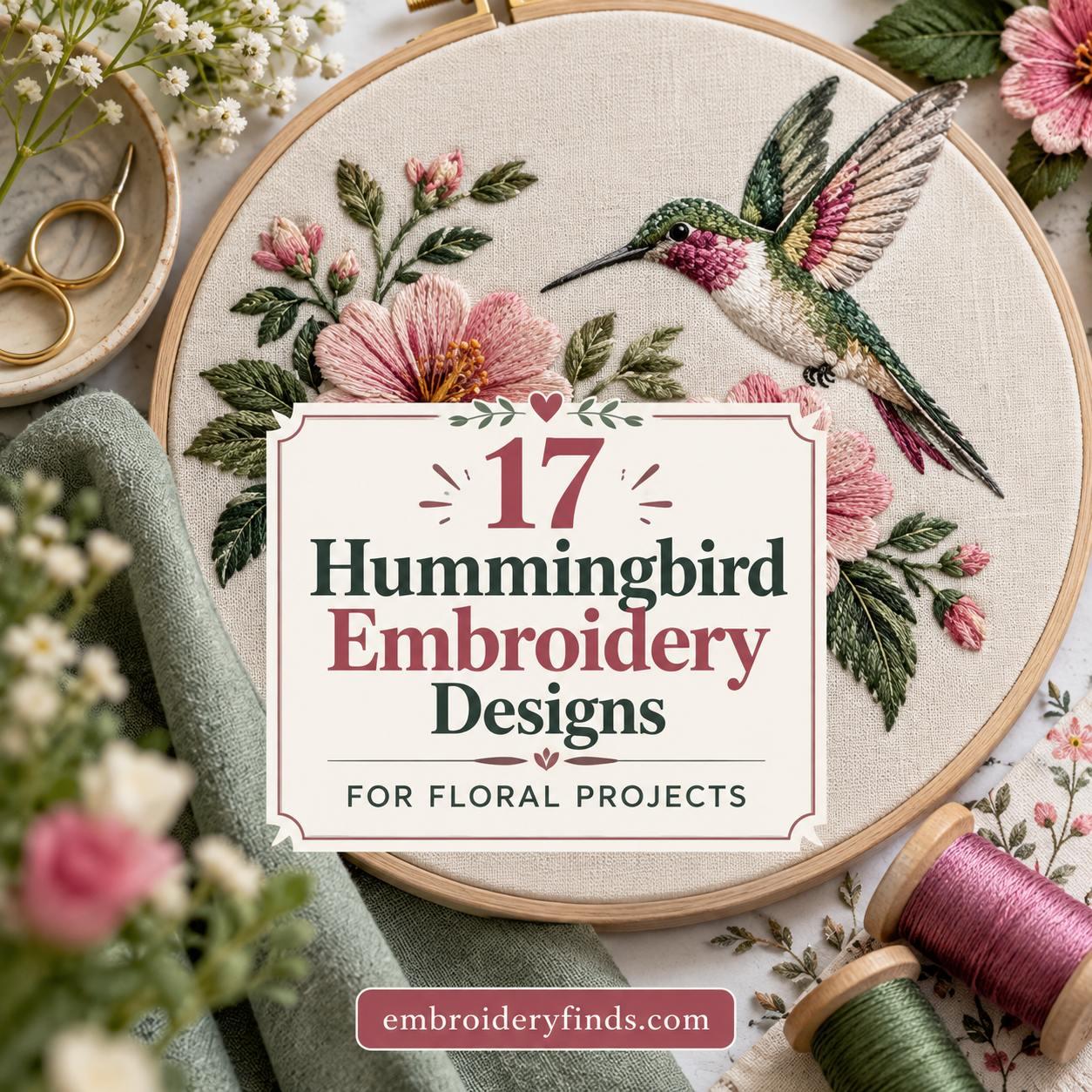17 Hummingbird Embroidery Designs for Floral Projects