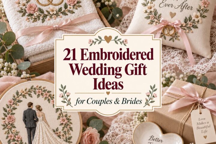 21 Embroidered Wedding Gift Ideas for Couples and Brides