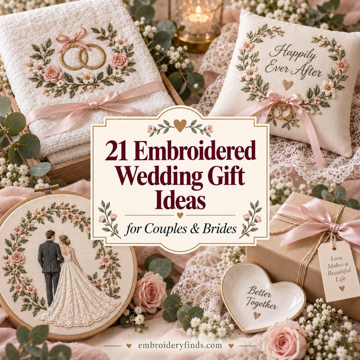 21 Embroidered Wedding Gift Ideas for Couples and Brides