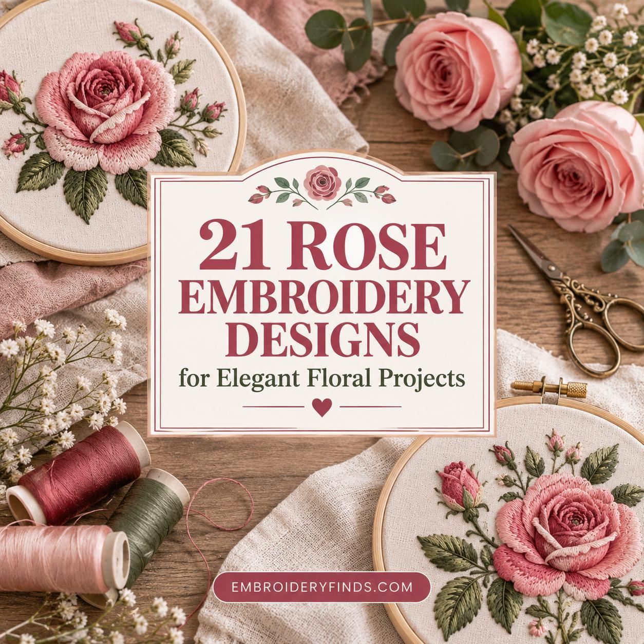 21 Rose Embroidery Designs for Elegant Floral Projects