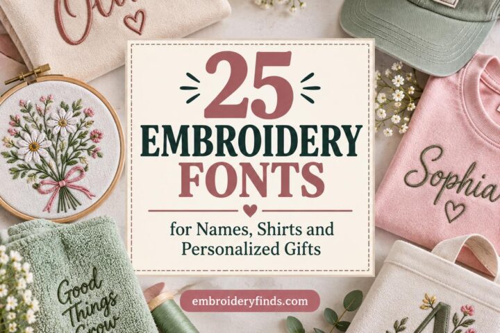 25 Embroidery Fonts for Names, Shirts and Personalized Gifts