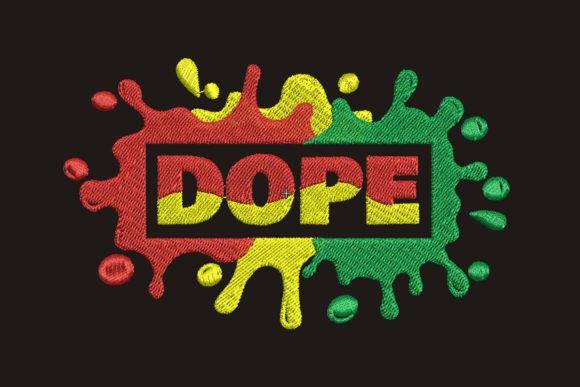 embroidered hoodie ideas with colorful DOPE text and paint splatter design