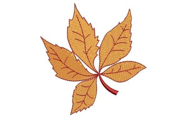 Fall leaf embroidery design with detailed veins in warm autumn colors