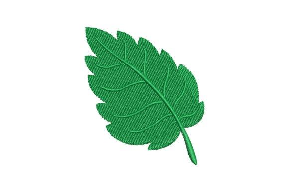 Green fall leaf embroidery design with detailed vein stitching