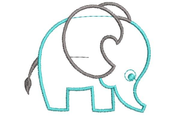 Baby elephant line art embroidery design in blue and gray for baby blanket embroidery