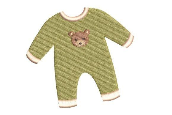 Green baby onesie with teddy bear embroidery on chest baby embroidery ideas for clothes