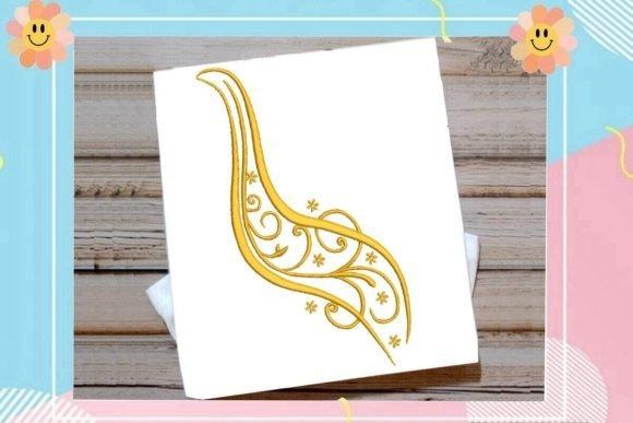 Elegant golden wedding veil embroidery with floral and swirl motifs on white fabric