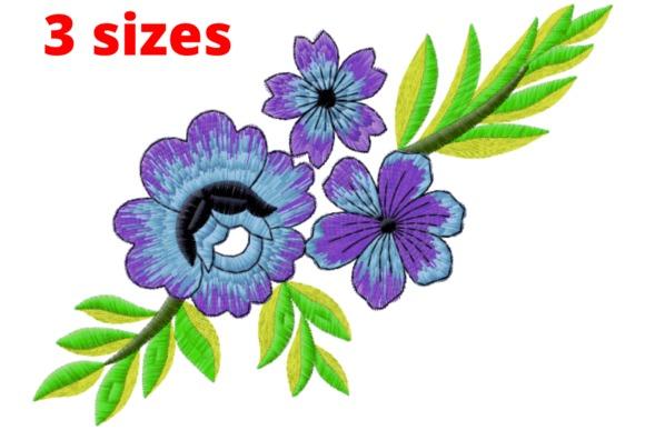 Floral bouquet embroidery design in purple and green available in 3 sizes for embroidered jacket decoration