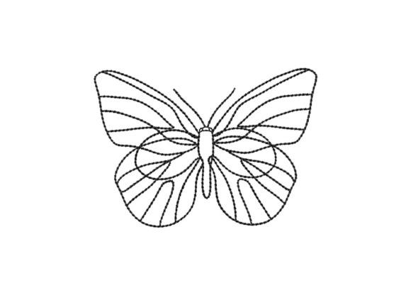 Butterfly Embroidery design in continuous line-art style with open construction