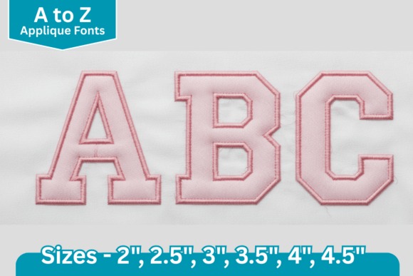 Classic Varsity Applique Font letters A B C in pink and white for Etsy embroidery files for machine embroidery projects