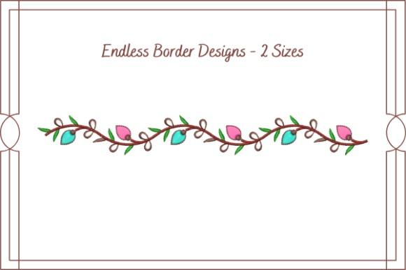 Colorful floral embroidery border with pink and blue leaves on brown vine — wedding veil embroidery