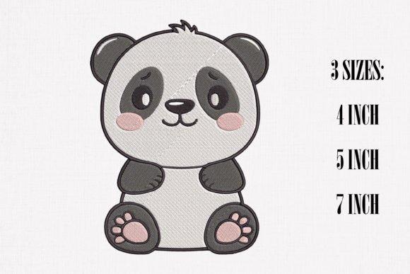 Cute panda embroidery design in three sizes for animal embroidery projects