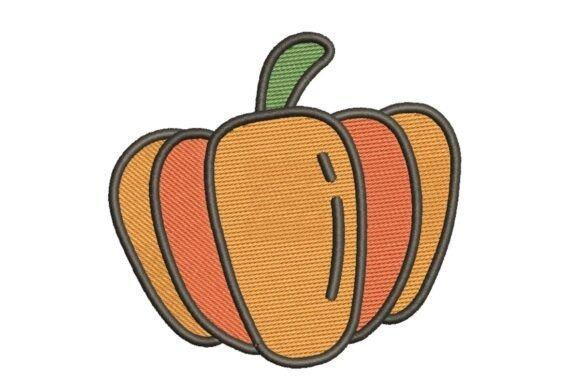 Cute pumpkin embroidery design with orange and green colors for fall crafts — pumpkin embroidery designs