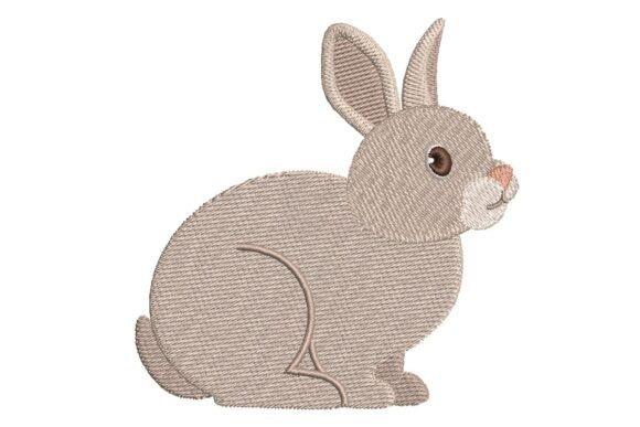 Compact sitting bunny embroidery design with large eyes and floppy ears for animal embroidery projects