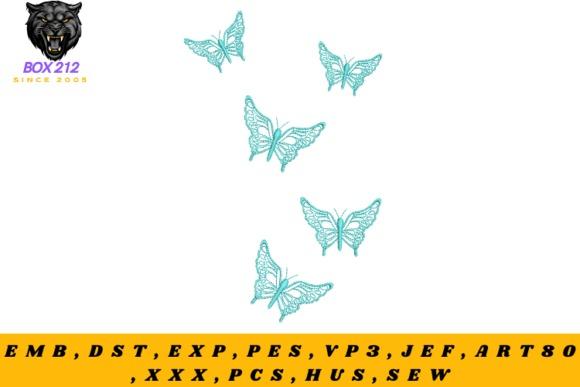 Delicate butterflies embroidery design with multiple light blue butterflies in flight — Butterfly Embroidery