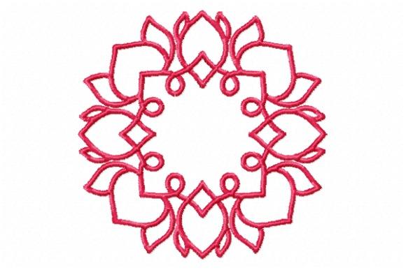 Elegant monogram embroidery frame with floral design in red thread for personalized projects