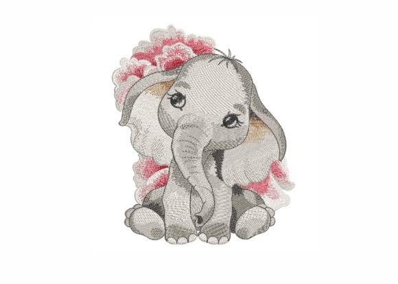Cute baby elephant embroidery design for animal embroidery projects