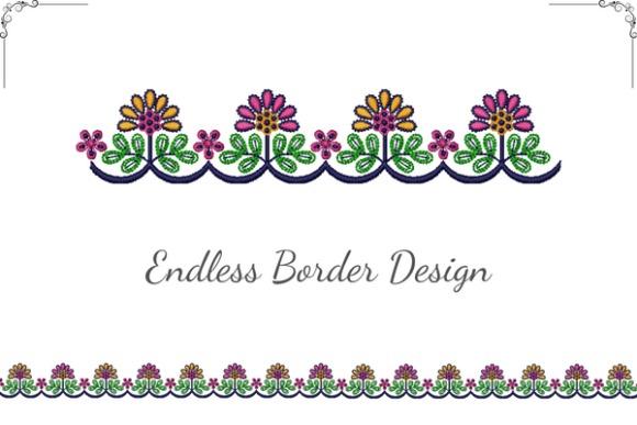 Colorful floral embroidery forming a creative border design for wedding veil embroidery