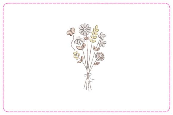 Butterfly embroidery with delicate flowers in soft pastel colors for small decorative projects