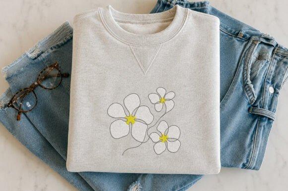 Gray sweatshirt with floral embroidery design featuring three white flowers with yellow — embroidery sweatshirt ideas