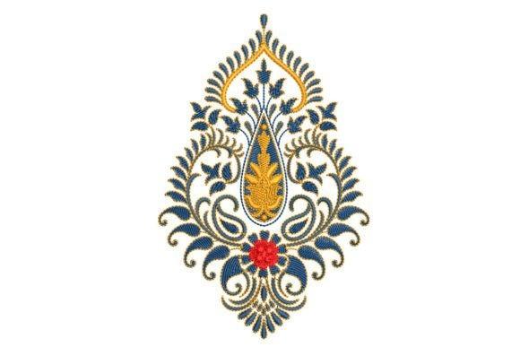 Embroidered jacket floral motif with blue, gold, and red decorative design