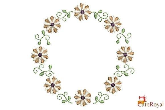 Floral wreath embroidery hoop design with soft flowers and green foliage forming a — wedding embroidery hoop designs