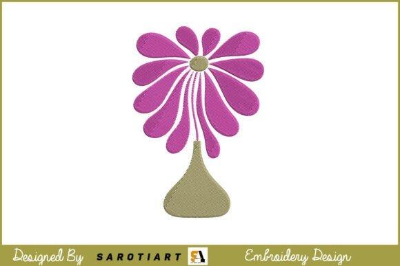 Purple flower embroidery design with beige stem for embroidery shirt decoration