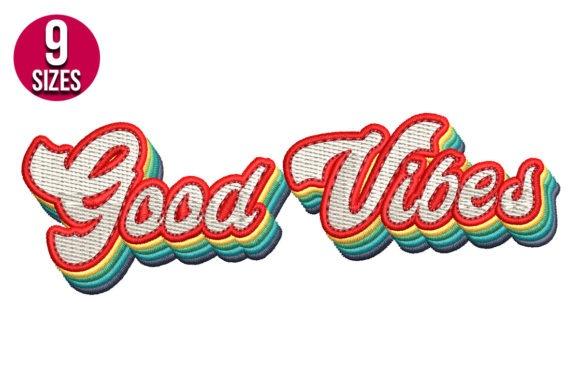 Embroidered hoodie ideas featuring Good Vibes text with rainbow shadow effect