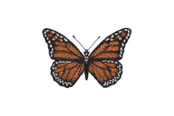 Monarch butterfly embroidery design with open wings and detailed orange and black markings