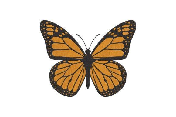 Monarch butterfly embroidery with bold wing patterns in orange and black