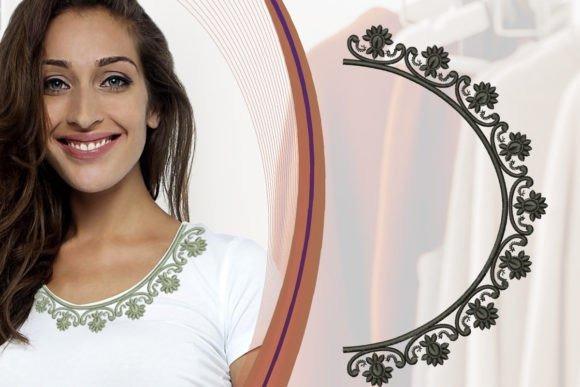 Embroidery shirt neckline design with floral pattern on white shirt
