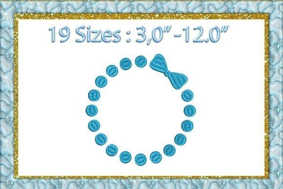 Pearl and Bow Monogram Frame embroidery design in blue with bow and circular pearl pattern — monogram embroidery