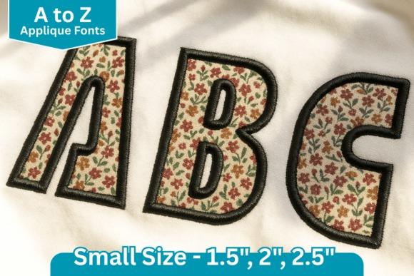 Rocket Patch Applique embroidery fonts with floral pattern on fabric letters A, B, C in small sizes