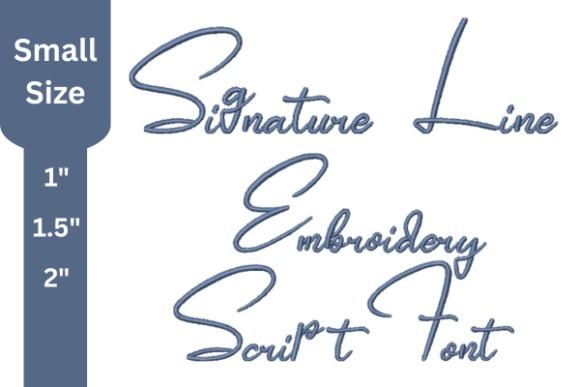 Script embroidery font showing signature line style in small sizes 1 to 2 inches for personalized — embroidery fonts