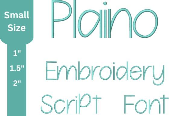 Embroidery fonts showing Plain and Script styles in small sizes for personalized embroidery projects