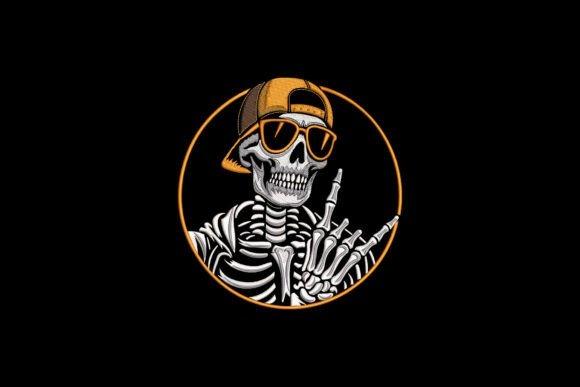 Embroidered hoodie ideas featuring a skeleton with a backward cap and sunglasses in a playful urban style