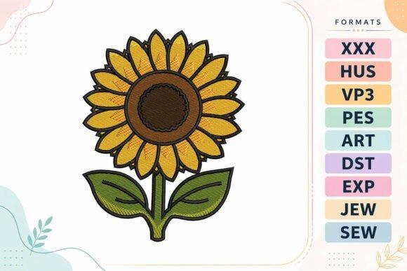 Sunflower floral embroidered jacket design with yellow petals and green leaves