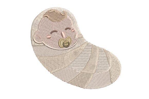 Swaddled newborn baby with pacifier embroidery design for baby blanket embroidery