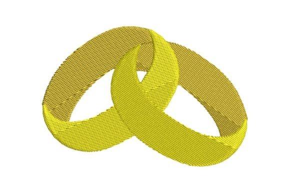 embroidered wedding gift design of two interlocking gold wedding rings