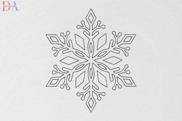 Winter snow crystal outline embroidery pattern with symmetrical geometric design and diamond — winter embroidery patterns