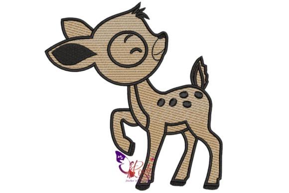 Smiling baby deer embroidery design in simple two-color style for animal embroidery projects