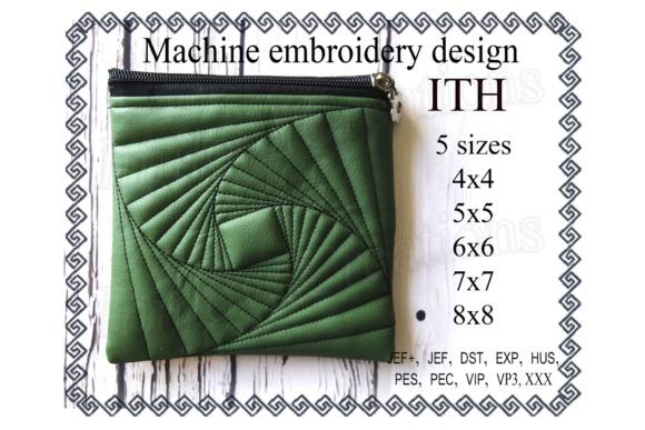 4x4 machine embroidery projects showing a green zippered bag with geometric stitching in a 4x4 hoop size