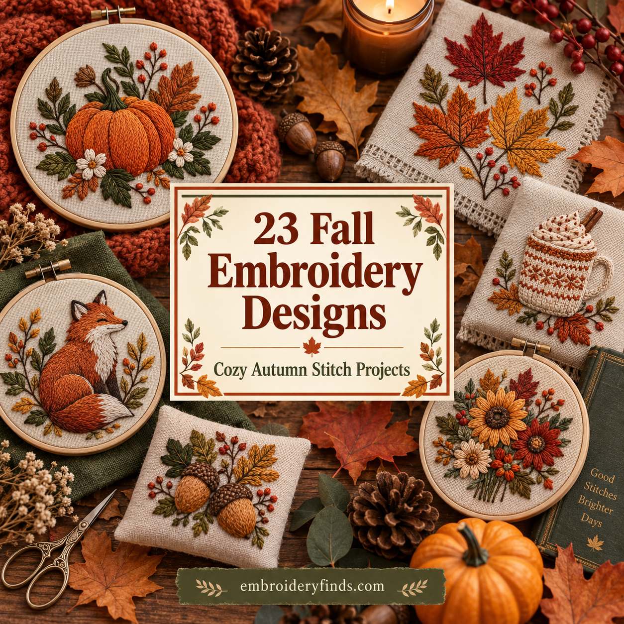 23 Fall Embroidery Designs for Cozy Autumn Stitch Projects