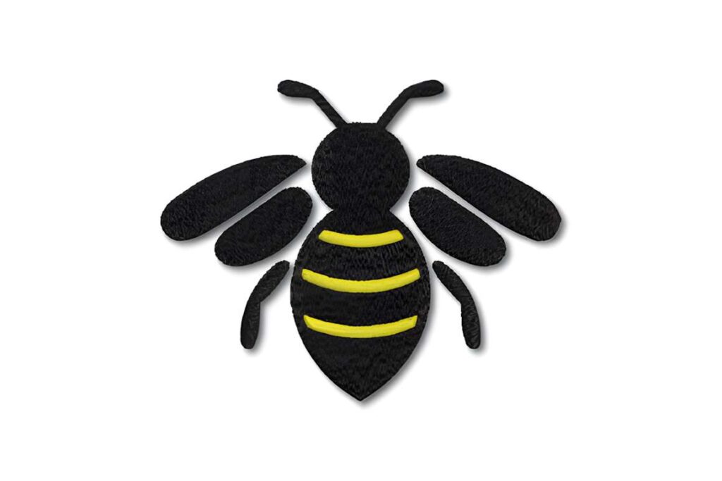 Black and yellow bee embroidery design for machine embroidery designs for various styles