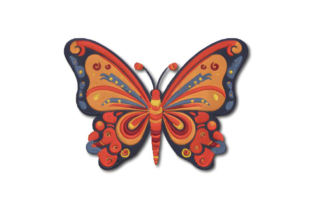 Colorful butterfly embroidery design showcasing machine embroidery designs for various styles