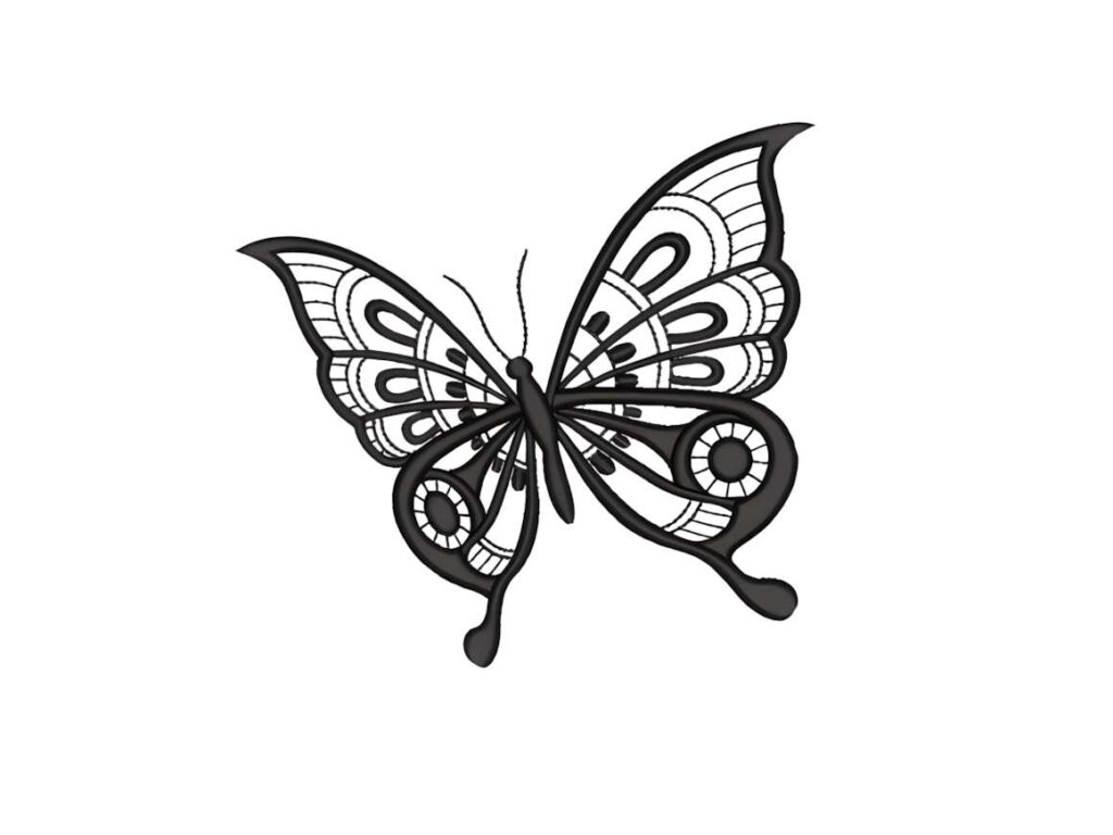 Black and white butterfly embroidery design for machine embroidery designs for various styles